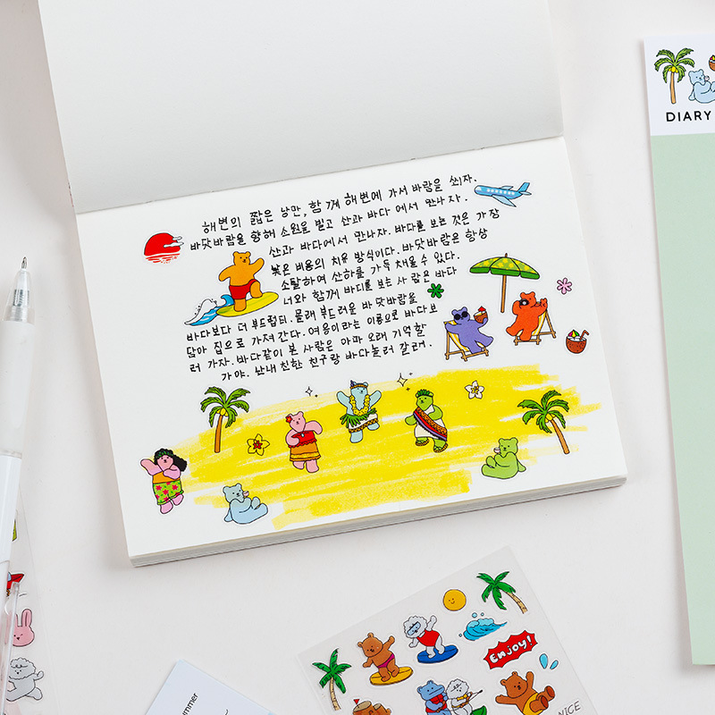 Oso feliz serie impermeable PVC Navidad pegatinas decorativas ins estilo lindo material de dibujos animados animal diario papelería pegatinas