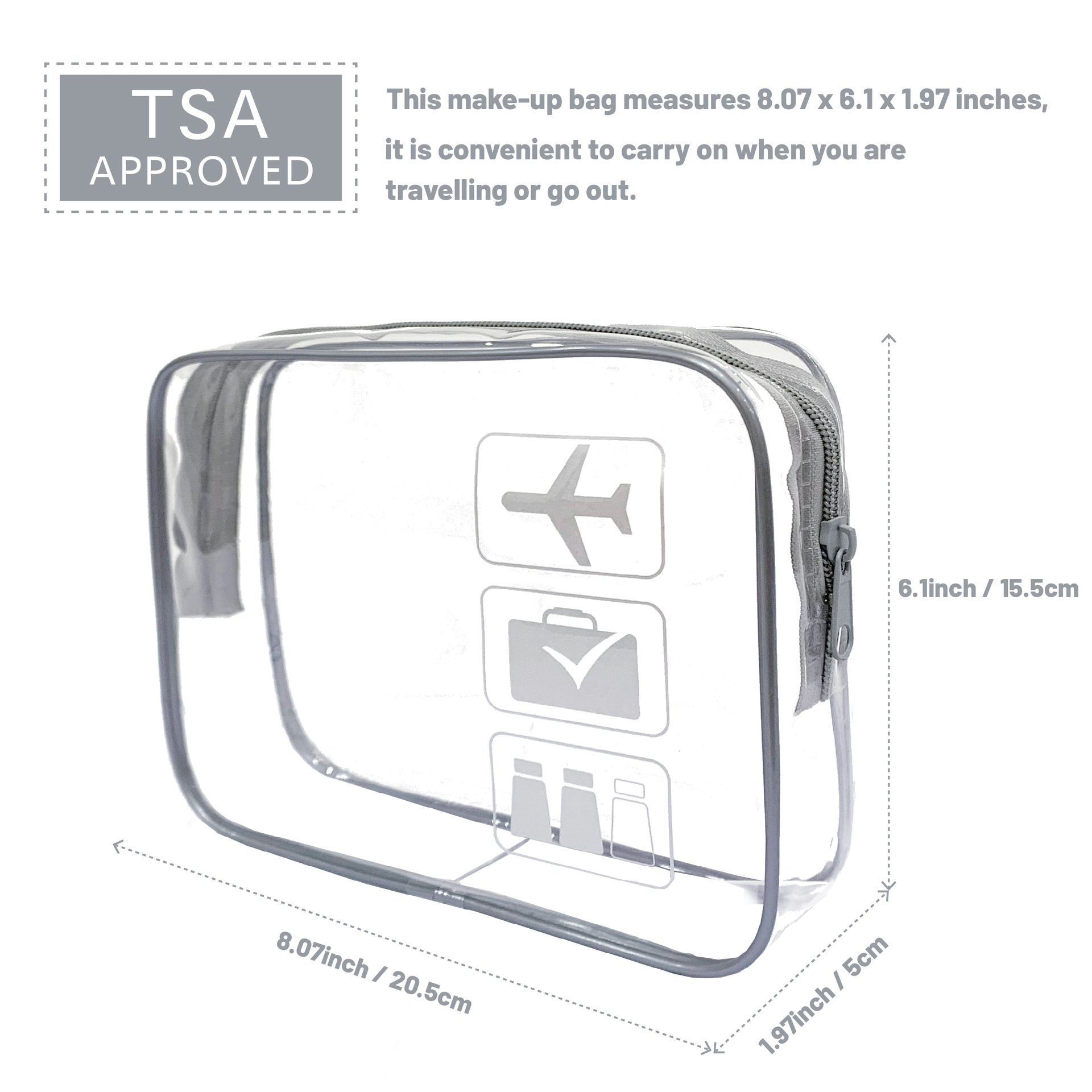 Bolsa de cosméticos de PVC transparente TPU bolsa de lavado de almacenamiento de viaje bolso cosmético cremallera bolsa de voltaje image 16