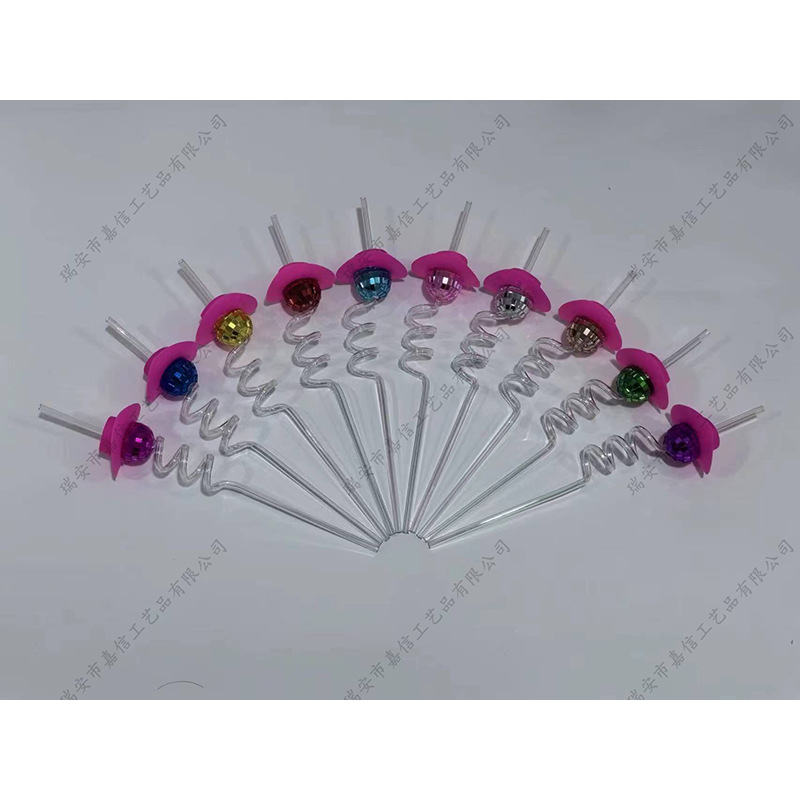 跨境Disco镜面球吸管PET牛仔帽派对摆件装饰迪斯科球透明派对必备