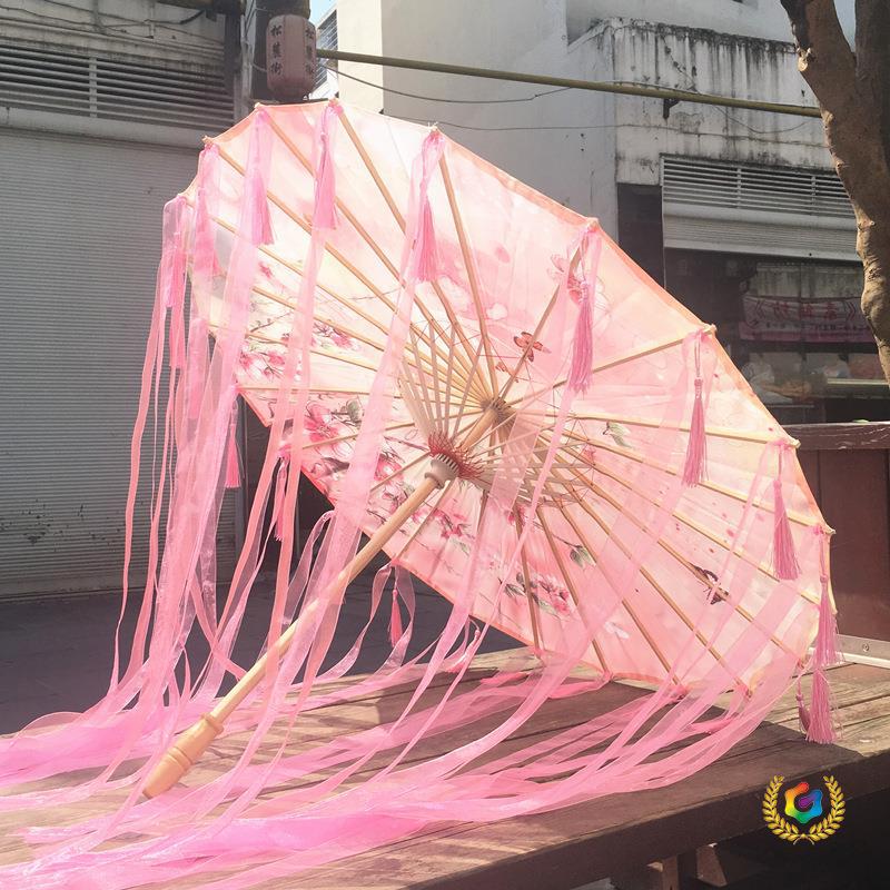 ✅ Oil-Paper Umbrella for Women's Dance Performances, Traditional Costume Umbrella, Hanfu Flower Umbrella, Tassel Umbrella, Sun Protection Red Umbrella, Retro Style Sunshade