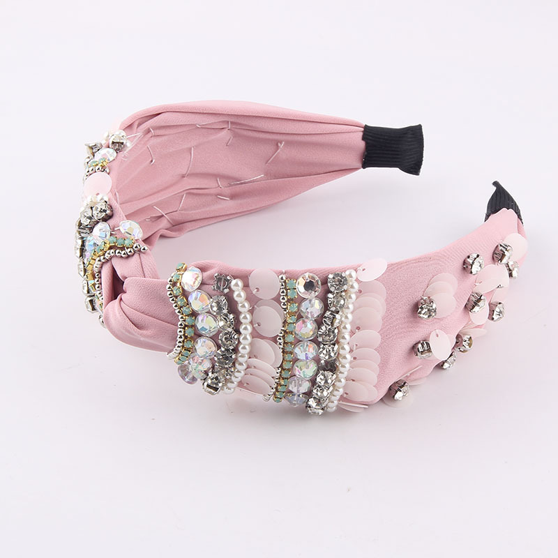 New Fashion European And American Style Fabric Rhinestone Pearl Sequined Personalized Headband Women's Dance Street Shooting Travel Hair Accessories Headdress display picture 6