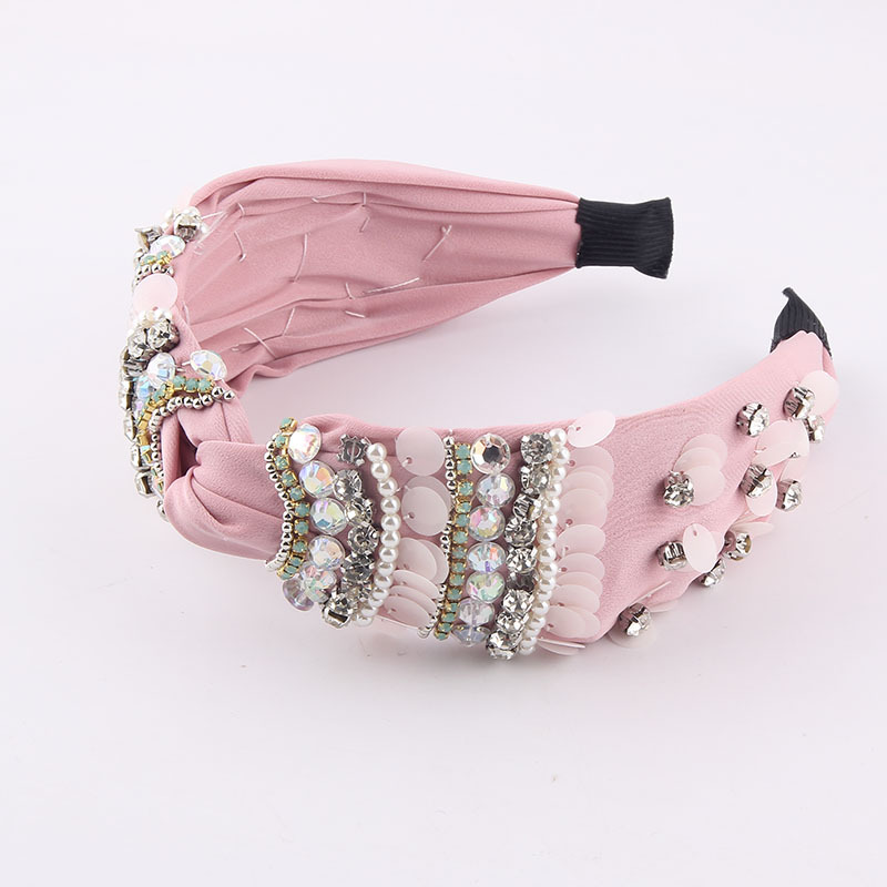 Neue Mode Europäischen Und Amerikanischen Stoff Diamant Perlen Pailletten Persönlichkeit Stirnband Damen Ball Street Shooting Reise Haarschmuck Kopf Bedeckung display picture 6