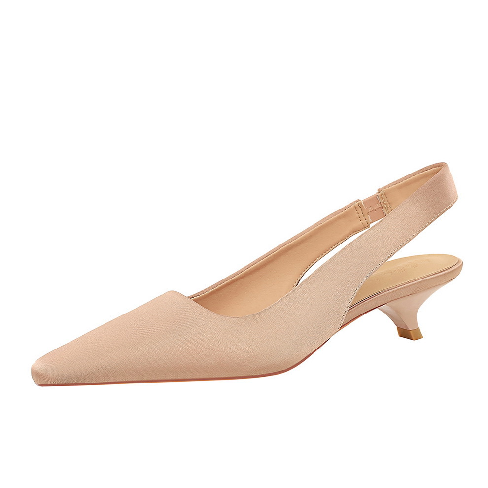 5129 European And American Style Fashion Simple Low Cone Heel Pointed Toe Backless Back Strap Women's Sexy Slimming_vogvips.com