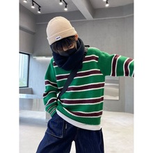 男童毛衣秋冬新款2025男孩中大儿童加绒加厚冬装打底针织衫套头潮