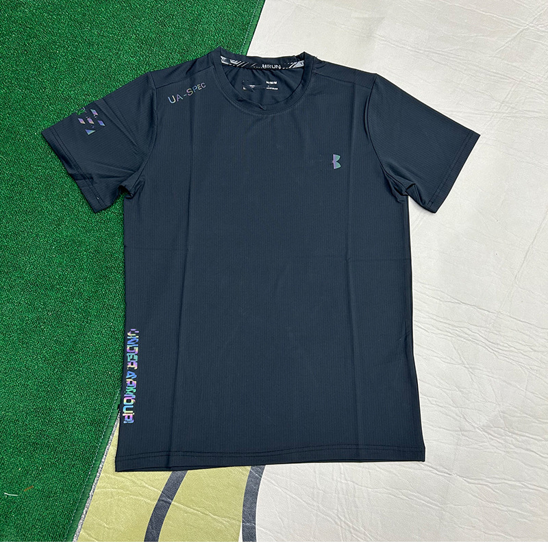 comercio exterior al por mayor seda de hielo transpirable secado rápido camiseta de manga corta camiseta deportiva al aire libre para hombres acondicionamiento físico absorción de humedad sudor delgada