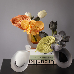 Bixuan Nordic Modern Blown Thick Bottom Small Mouth Color Mini Ornaments Wide Mouth Dining Table Water Culture Black and White Vase