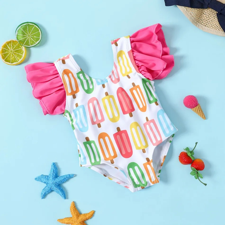 88g Weight Sleeveless Sleeve Length Women's Girl'S Printing Knot Butterfly One-pieces Kids Swimwear