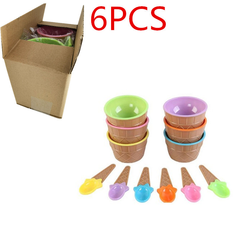 Ice cream bowl Ice Cream Ice Bowl creative with spoon Crystal mud slime DIY mixing bowl 6/set 348g