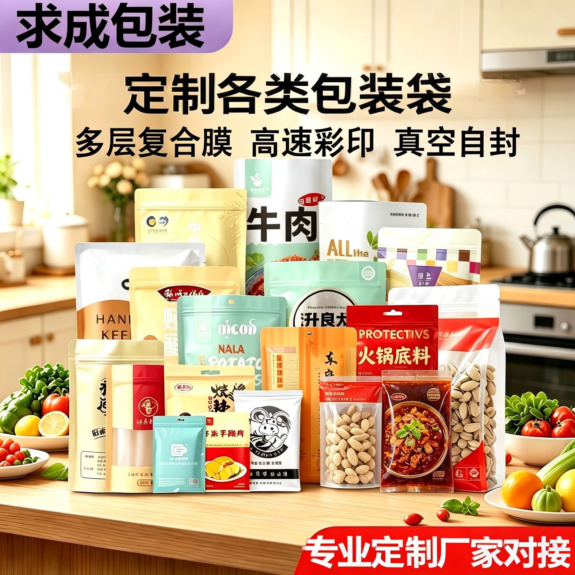 包装袋定制加厚自封袋三边封夹链袋各类收纳袋厂家专业对接可设计