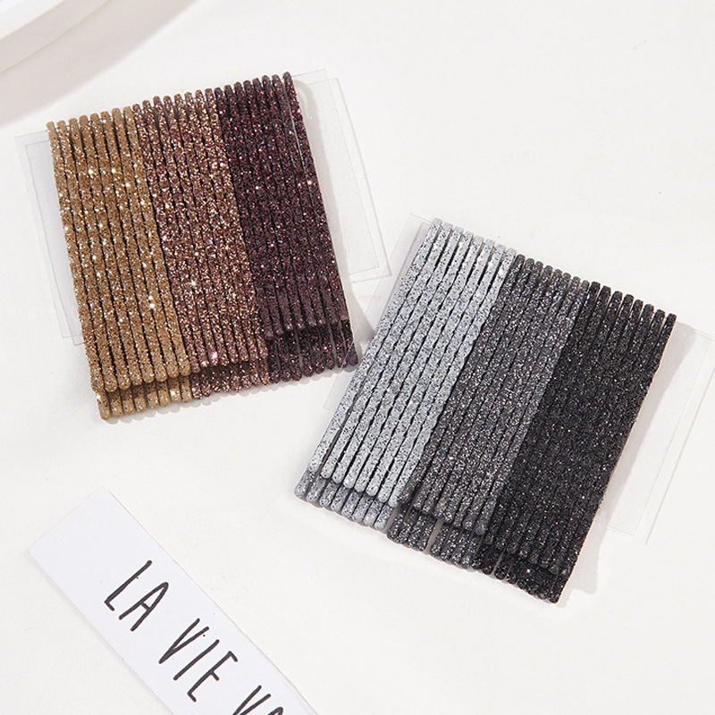 24 Pieces Per Card ~ Gradient Glitter Powder One-Word Hairpin Side Clip Bangs Headdress Japanese and Korean Girl Hairpin Clip