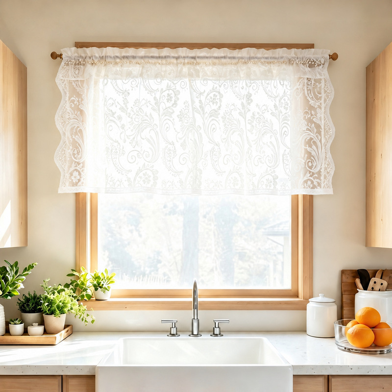 Ready-made cross-border French-style peony flower small curtains, light-transmitting sheer curtains, thin curtains for kitchen, cafe, farmhouse decoration Ready-made cross-border French-style peony flower small curtains, light-transmitting sheer curtains, thin curtains for kitchen, cafe, farmhouse decoration