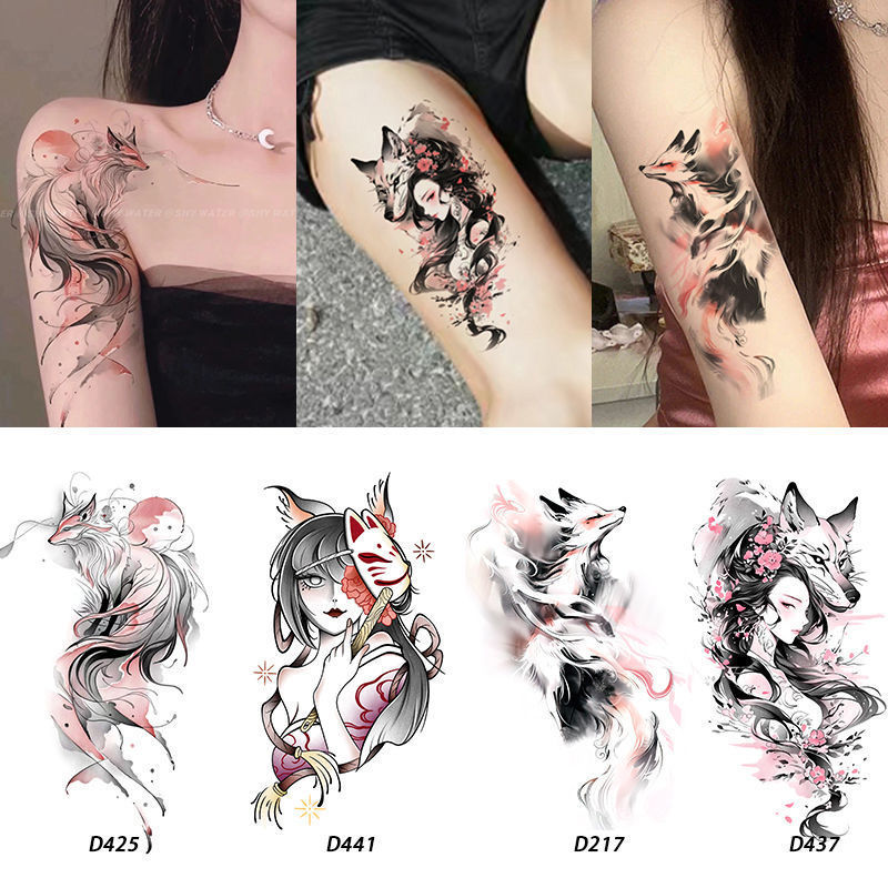 Medusa Snake Girl Color Tattoo Sticker Waterproof Nine-Tail Fox Geisha Diablo Arm Leg Cool Trendy Men and Women Medusa Snake Girl Color Tattoo Sticker Waterproof Nine-Tail Fox Geisha Diablo Arm Leg Cool Trendy Men and Women
