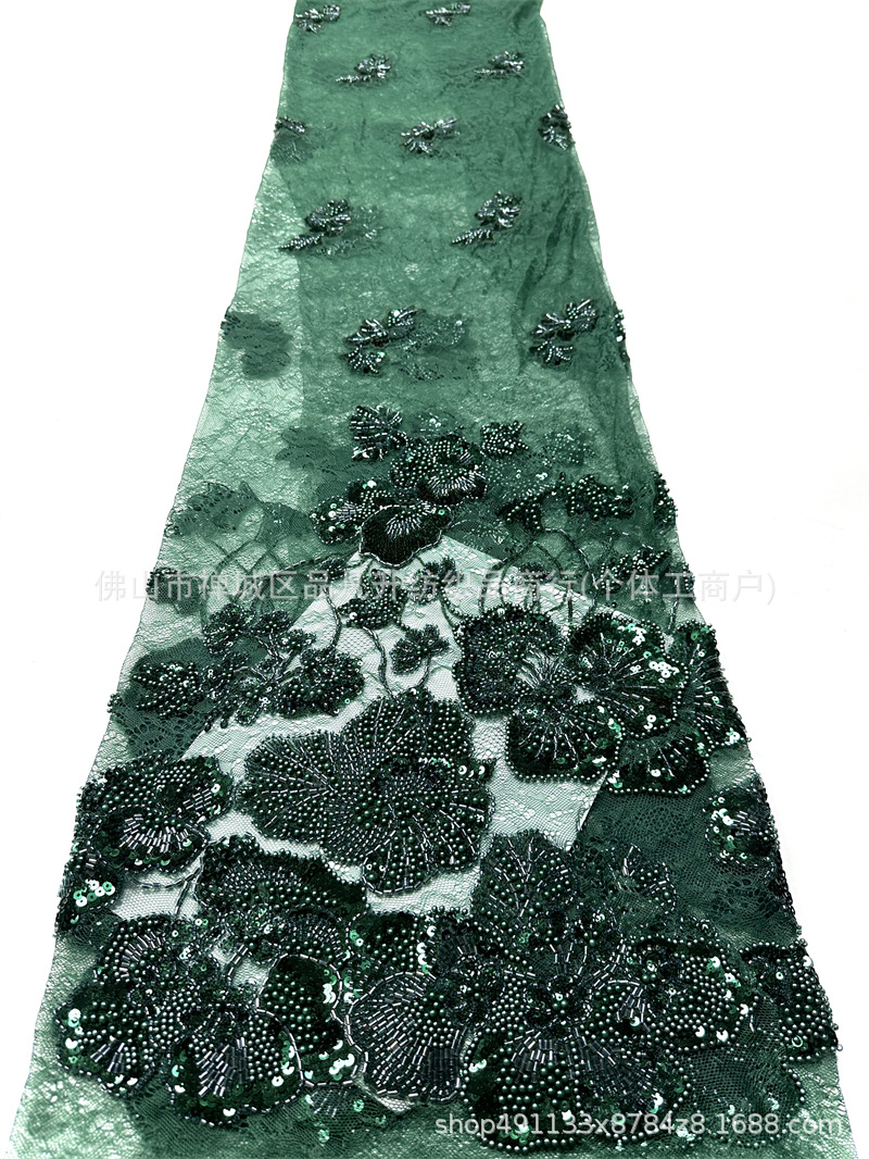 Fábrica directa tela bordada de encaje flor tridimensional tubo bordado vestido de boda vestido de moda tela de vestido