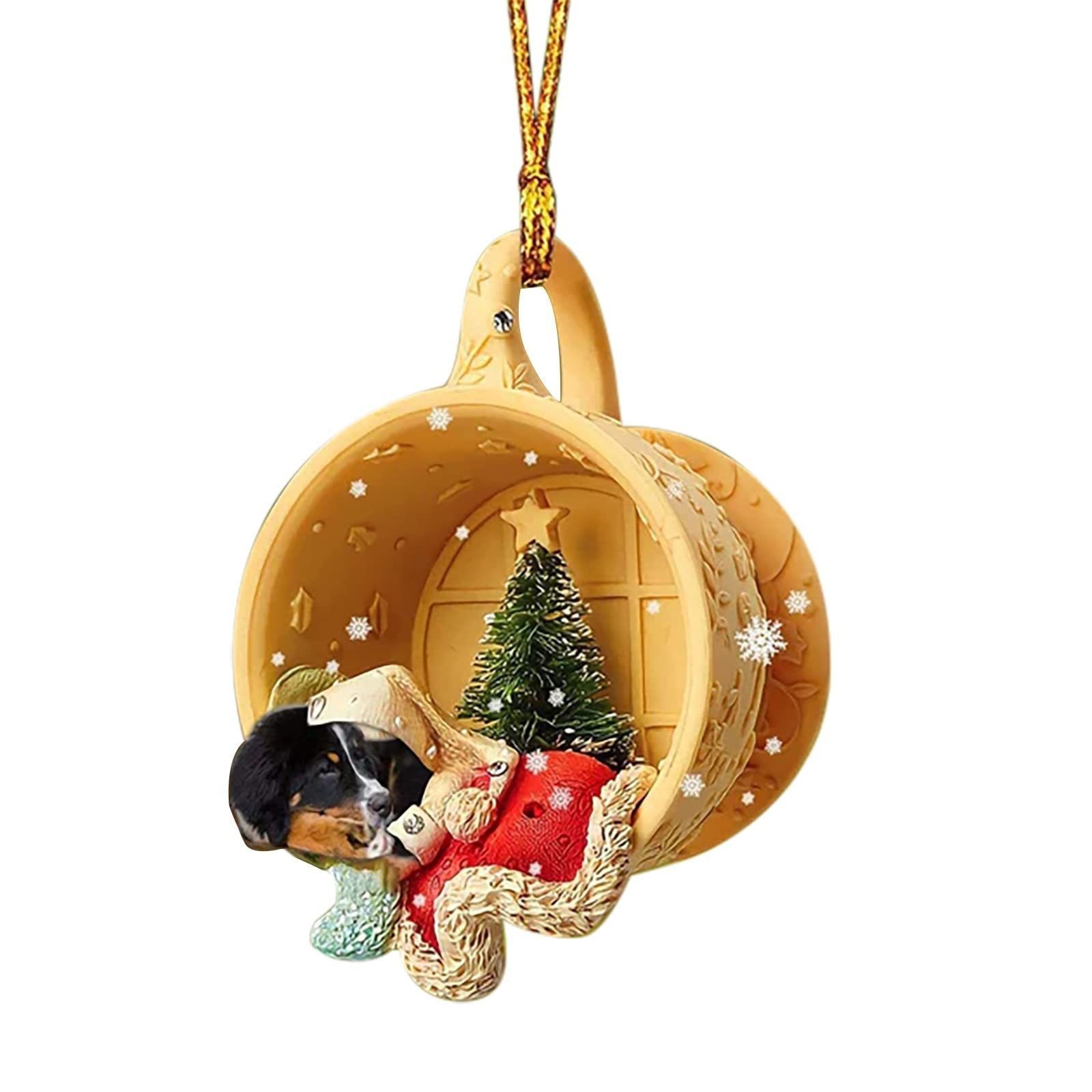 Transfronterizo nuevo acrílico taza plana perro mascota decoraciones de Navidad coche mochila adornos image 10