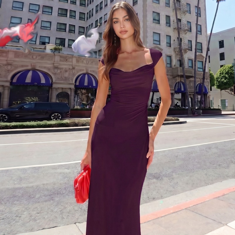 Aliexpress 2026 nuevo verano de moda bajo pecho sin mangas correa sexy vestido largo