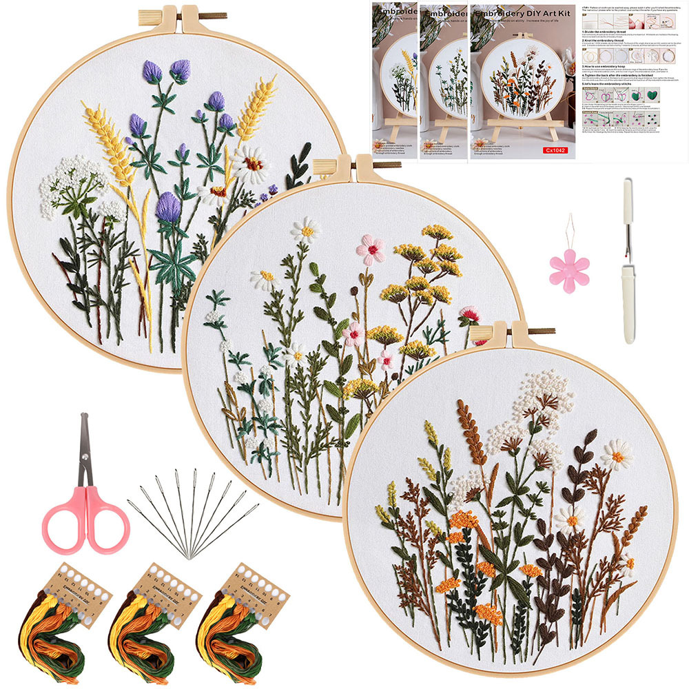 Cx1037 + 1038 + 1042 + 1 círculo bordado + bolsa rosa