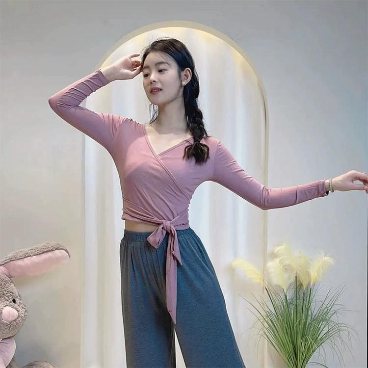 Балетная одежда для тренировок тела Одежда для латинских танцев для взрослых женщин с длинным рукавом Одежда для современных танцев и гимнастики Китайский Классический Топ