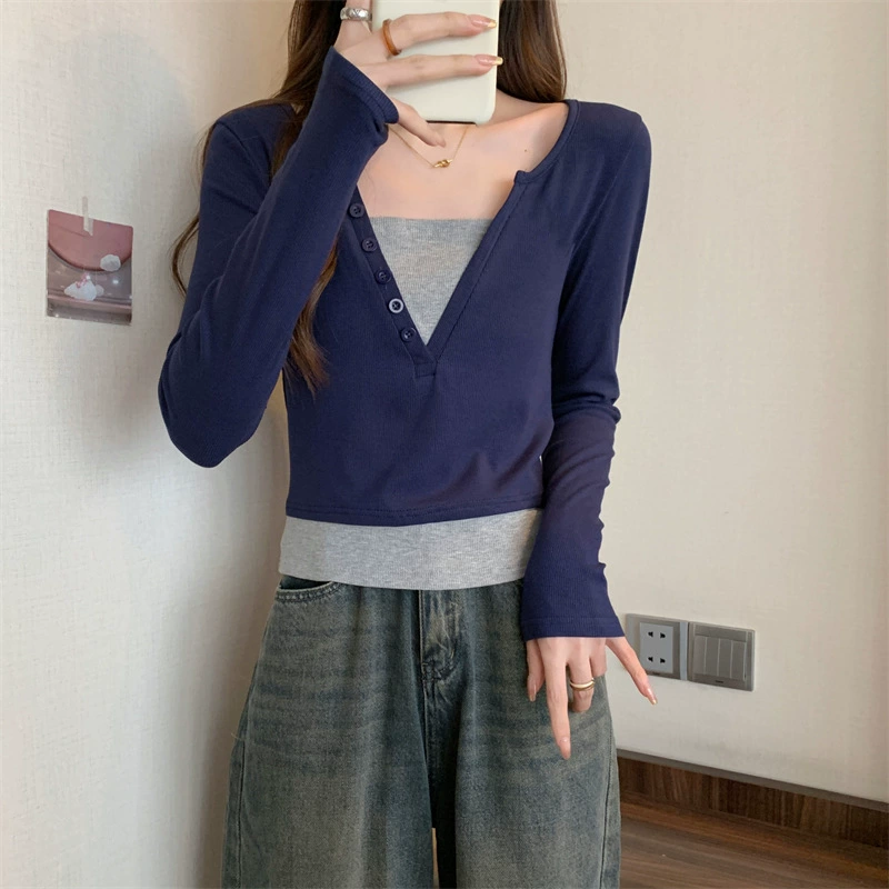 Комплект осенью сексуальный, облегающий длинный рукав, slim fit