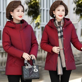 2026冬季羽绒服女中长款加厚保暖中年妈妈装时尚大码白鸭绒外套女