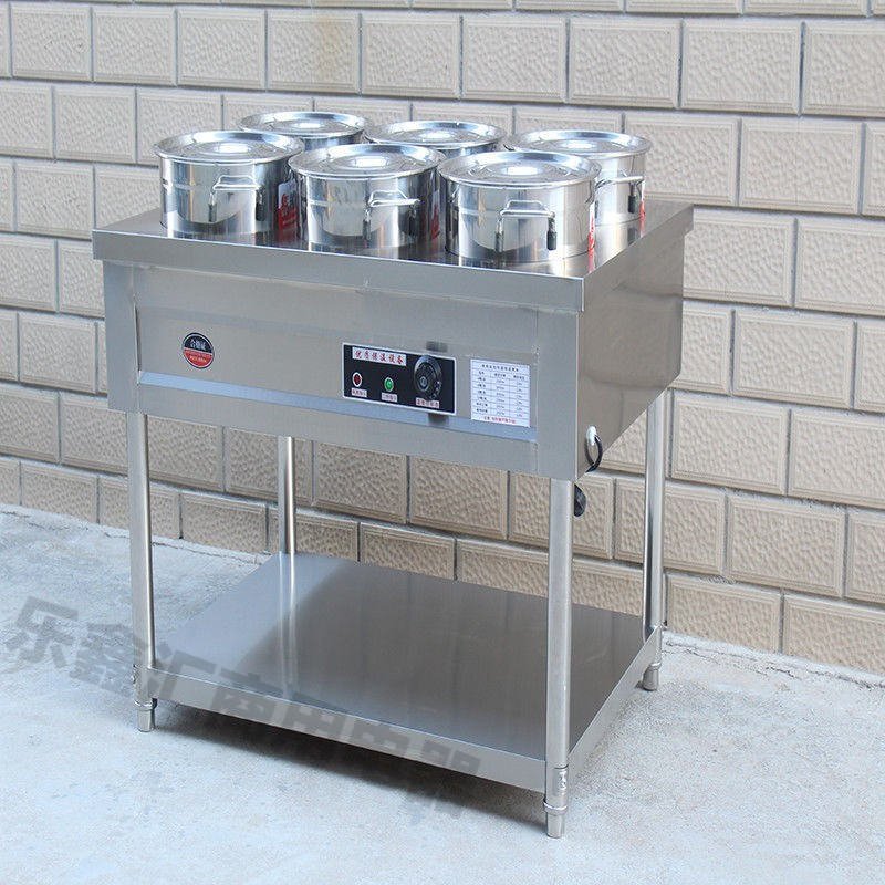 acero inoxidable aislamiento térmico carro de gachas de calentamiento eléctrico móvil comercial calentador de sopa caliente mesa de gachas de aislamiento térmico