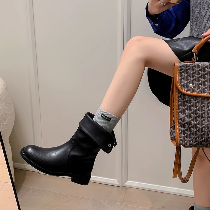 Western Style Mid-calf Knight Boots Women's Retro Ankle Boots_voghion.com