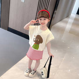 韩版女童春装洋气无袖卡通t恤背心儿童圆领上衣女宝宝纯棉打底衫