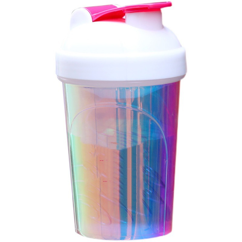 Portátil de plástico batido taza con escala proteína en polvo batido agitación colorido fitness deportes taza logo
