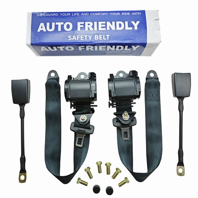 Cross-Border Hot-Selling Fully Automatic Three-Point Safety Belt @ Retractable Emergency Locking Safety Belt for Car, Bus, and Truck Drivers (Car seat belt) - slk3-black-2-retractors-2-30cm-bases-8-screws
