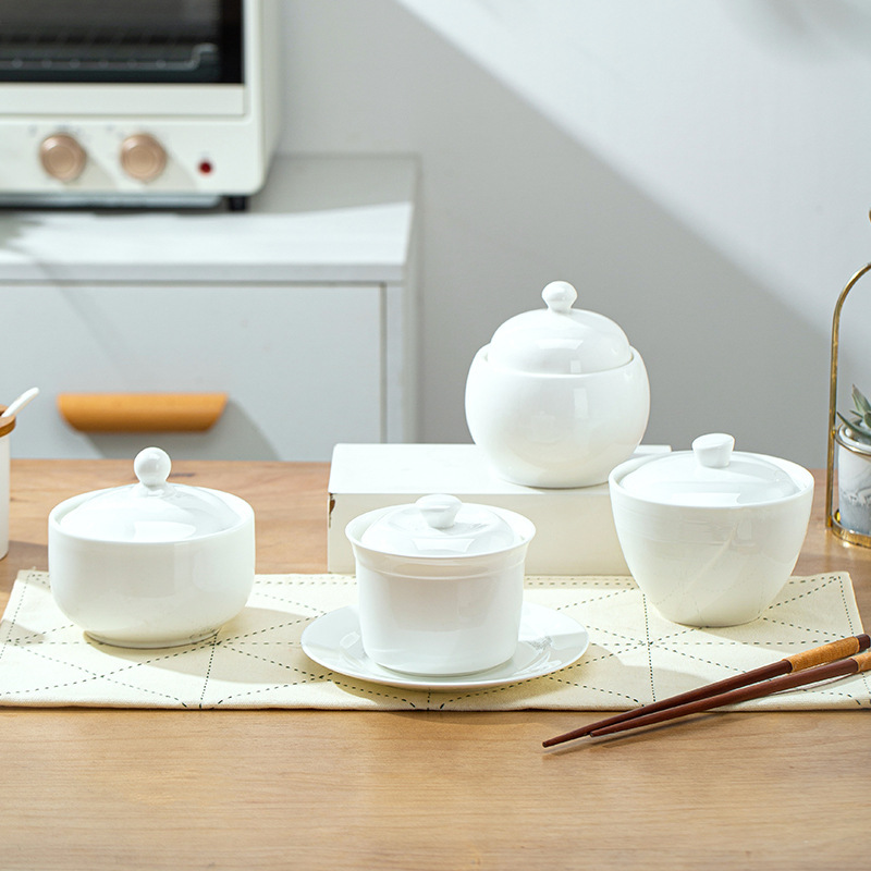 Bird's nest stew, bone china soup, household water-proof steamed egg with lid, small stew pot, dessert, Hotel Club, commercial position