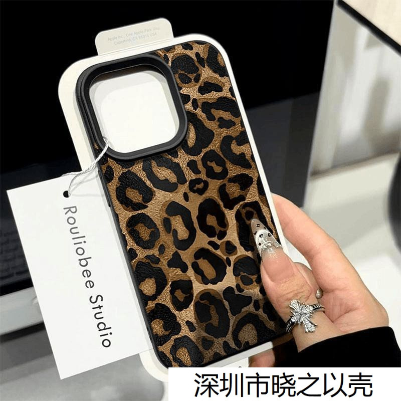American-Style Leopard Print Suitable for Apple 16Promax Phone Case Iphone15 Design-Inspired 14 High-End 13 Soft Case 12/X