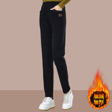 2024春秋冬新款大码宽松加厚运动裤休闲哈伦裤子加绒小脚卫裤女
