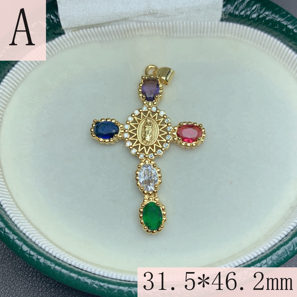 10g Weight Pendant Jewelry Making Type 31.5*46.2mm Jewelry Making Size 18K Gold Plated Plating Material Zircon Inlay Material DIY Jewelry Accessories Classification 1 Piece Quantity Copper Material Cross Pattern Polished Finish Retro Style 1 Piece 31.5*46.2mm Copper Zircon 18K Gold Plated Cross Polished Pendant 6