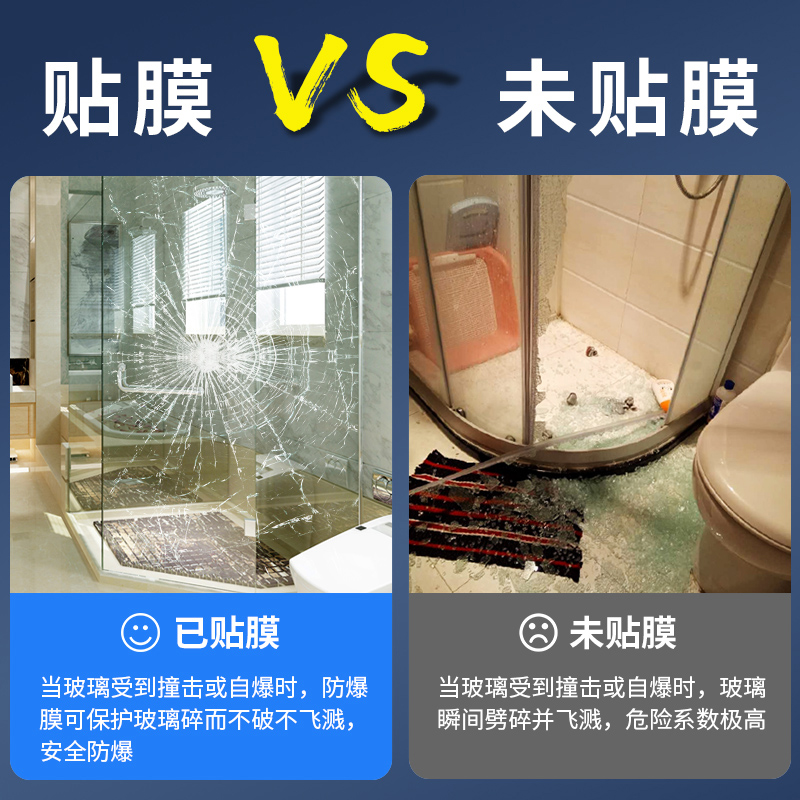 批發透明玻璃防爆膜工程家用浴室移門安全貼膜辦公室玻璃貼紙防碎