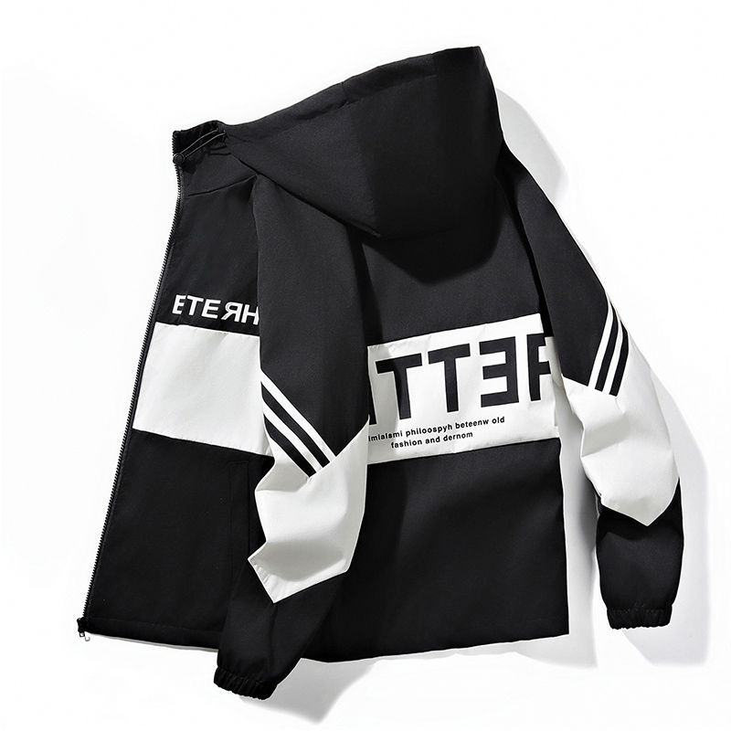 春秋男士外套潮流韩版工装夹克男青少年学生男装连帽休闲薄款褂子