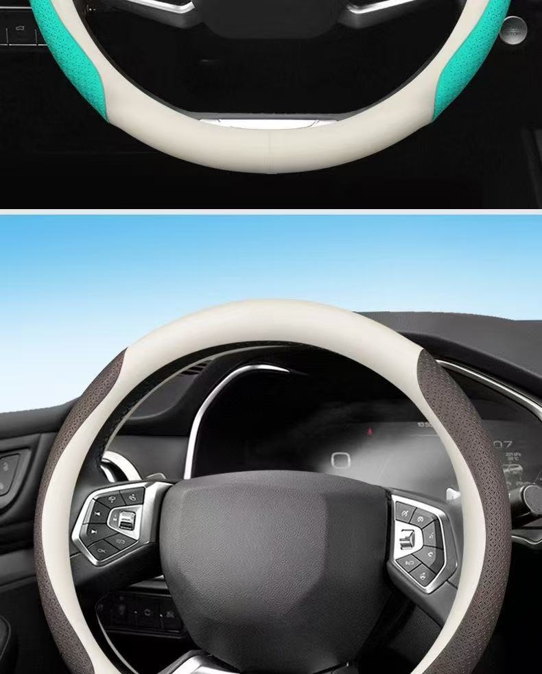 Car Steering Wheel Cover for Men and Women, Universal for All Seasons, New Breathable, Non-Slip, Sweat-Absorbent Round D-Shaped High-End Ultra-Thin Handle Cover