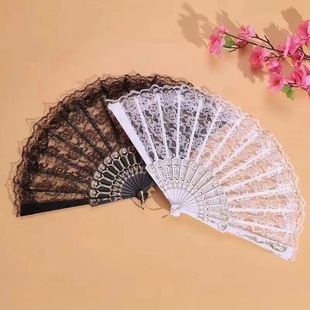 Shake Tone Same Style Lace Fan Retro Style Female Lolita Folding Fan Photo Props Cheongsam Show Fairy Cute Fan