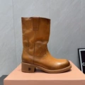 Orange~Mid-calf boot
