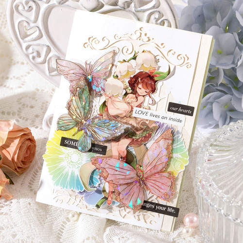 Momo Unbounded Butterfly Series PET Sticker Pack Fantasy Style Butterfly Gu Card Handbook DIY Decorative Material Sticker