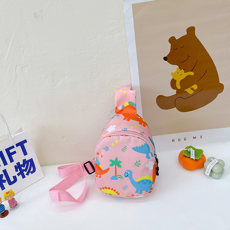 Bolso de pecho para niños 2022 primavera y verano nuevo bolso de hombro impreso de dibujos animados para niños y niñas lindo dinosaurio pequeño bolso de hombro moda