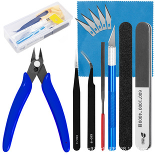 Cross-border exclusive for Gundam model assembly tools boxed storage scissors carving knife tweezers polishing polishing block combination