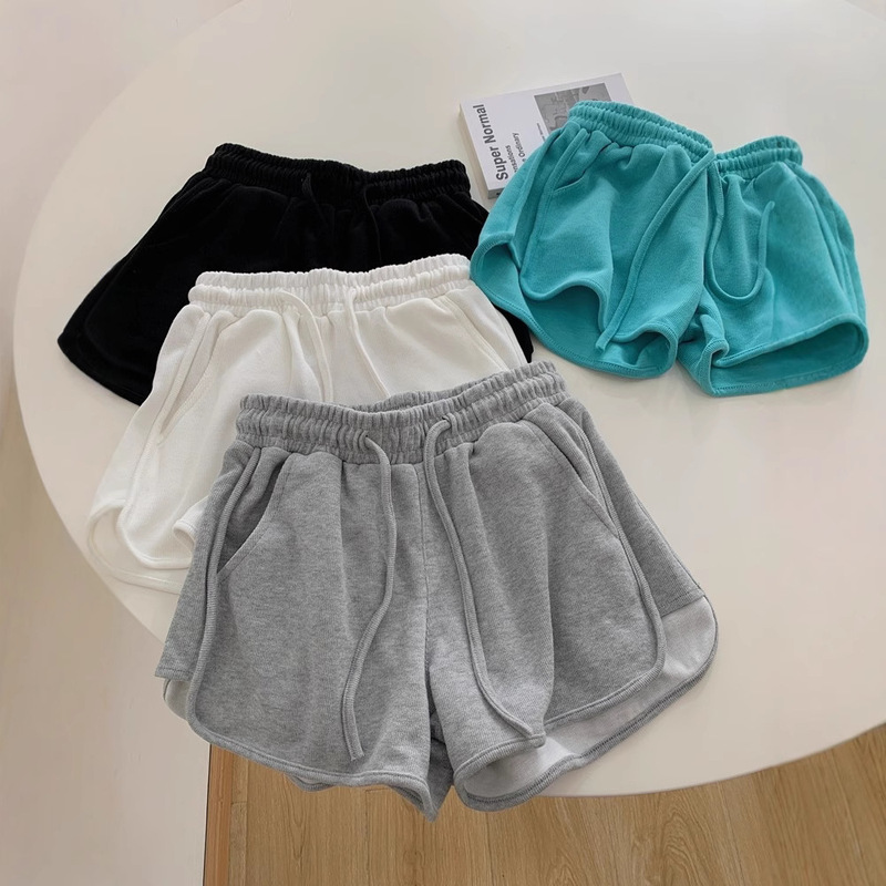 Slim Sports Shorts for Women 2025 Summer Outer Wear Pure Color Wide Leg Loose Casual Hot Pants Women's Running Home Pants