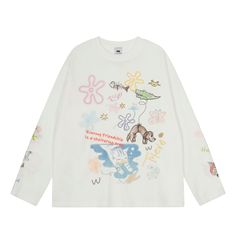 2025秋季新款美式涂鸦印花女百搭薄款打底衫气质长袖时尚上衣潮流