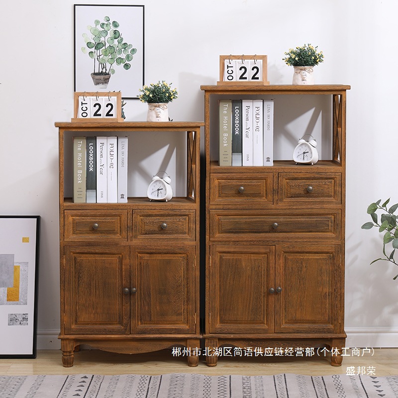 Fábrica directa de cinco cubículos de madera sólida gabinete de almacenamiento sala de estar dormitorio cabecera de cama retrógrado pequeño gabinete borde del estante image 3