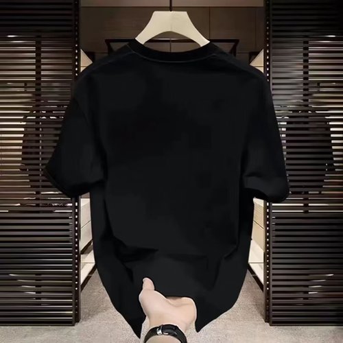 【High-Quality Men's Apparel】Men's Trendy Personality Printed Short-Sleeve T-Shirt Summer Pure Cotton Korean Style Versatile Round Neck Top