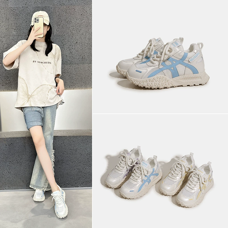 Женские туфли Форрест Гамп с внутренней сеткой, новинка лета 202, дышащая повседневная женская обувь на толстой подошве, универсальная спортивная обувь для женщин