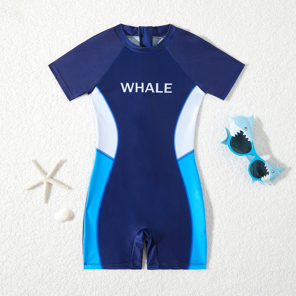 (Cross-border trading), children's swimwear, cartoon overall, sun protection, with short sleeve 3
