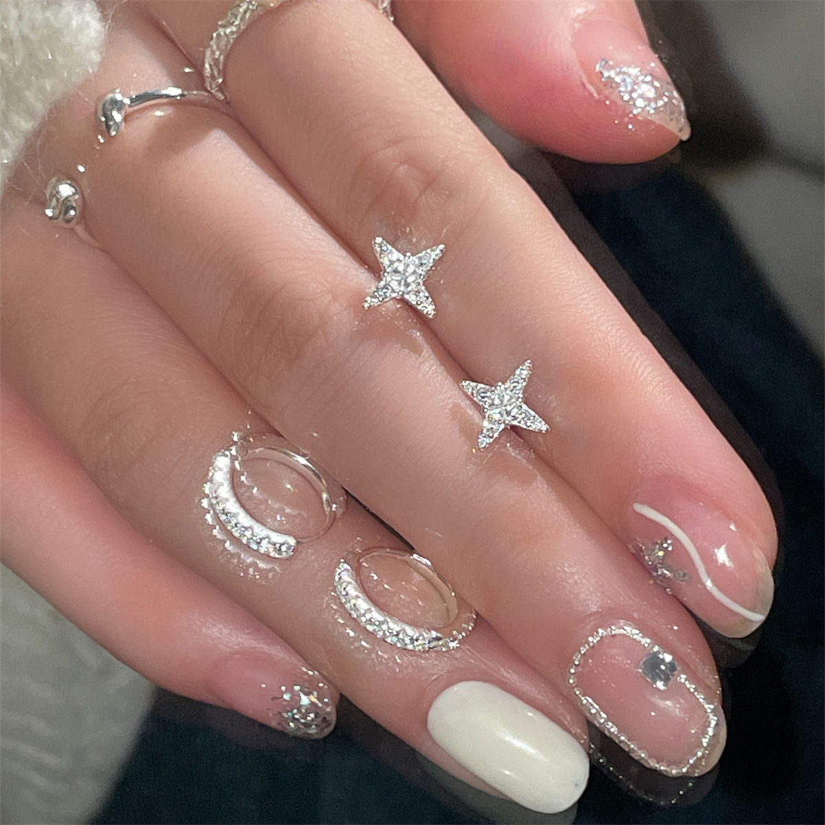 韓版精緻璀璨鋯石耳環女時尚輕奢十字星耳釘925純銀ins風氣質批發