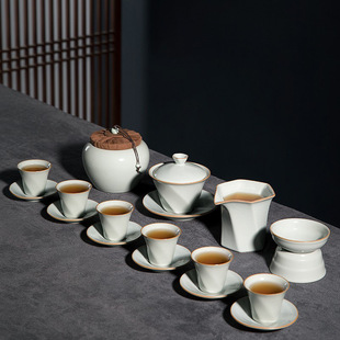Ru Kiln tea set suit Bucket Bowl Kung Fu Tea Cup Chinese kung fu tea set living room simple light luxury modern small set