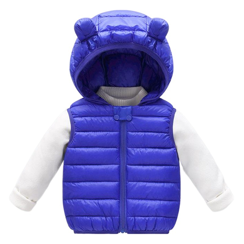 Invierno de los nuevos niños abajo de algodón-acolchado chaleco infantil de algodón-acolchado chaqueta de dibujos animados con capucha Chaleco Corto cálido de los niños de algodón-acolchado chaqueta