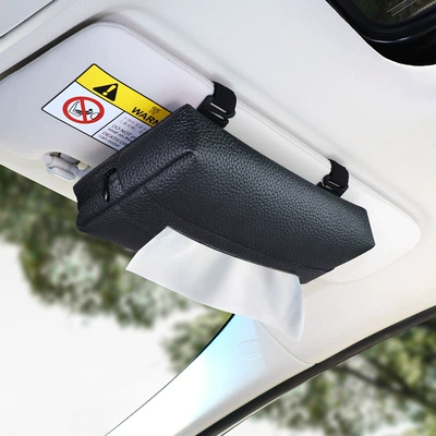 Car Sun Visor Tissue Box Car tissue box/set - black-visor-tissue-box-clip-on-style